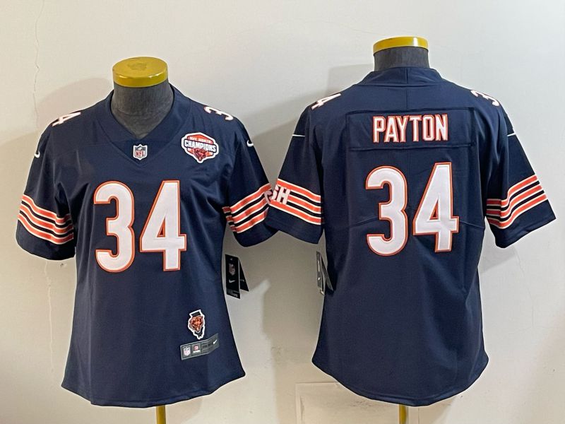 Women 2026 Chicago Bears #34 Payton Blue Nike Limited NFL Jersey style 0008